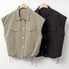 New Arrivals Open Run Drop Shoulder Military Vest Collar Neck Bottom Stopper