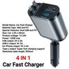4 In 1 Car Charger 120W Super Fast Charging PD 3.0 with LED Display Cable  Power Adapter for IPhone 16 15 14 13 Pro Xiaomi Samsung