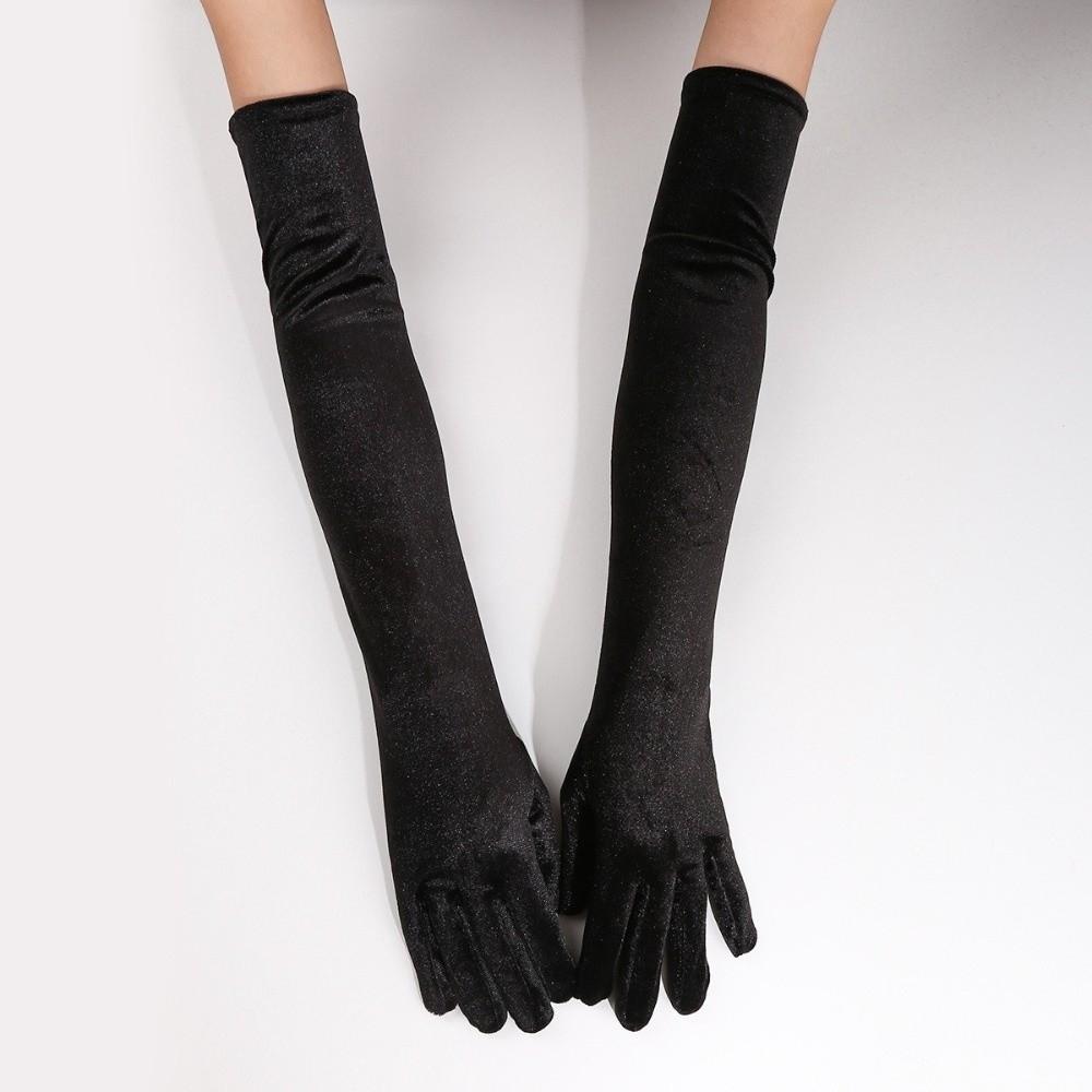 Full Finger Women's Fluffy Gloves Solid Color Party Mittens Velvet Long Gloves Party