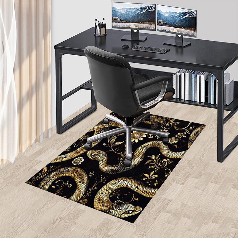 1PC Snake Flowers Non-Slip Floor Carpet Compatible for Office&Living Room&Bedroom&Dining room - Flat-Weave Machine-W267