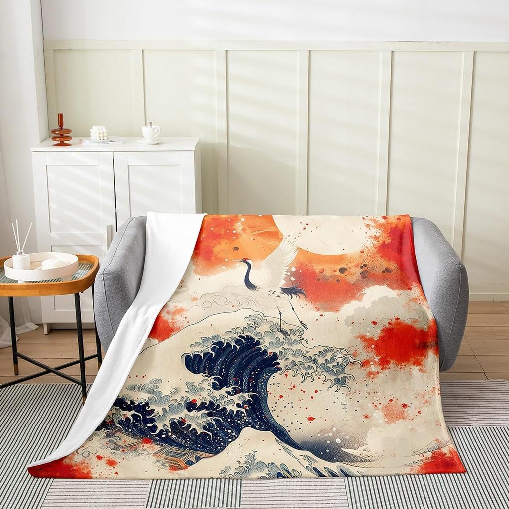 Stars Print Throw Blanket Cute Star Pattern Soft Breathable Fleece Blanket Watercolor Geometric Fuzzy Blanket for Sofa Bed Couch