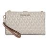 Jet Set Logo All-over Snap Button Closure Faux Leather Clutch Women's Vanilla White