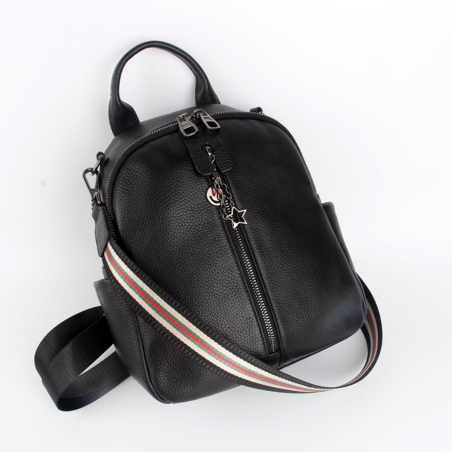 

Женский рюкзак из коровьей кожи, Модный универсальный дорожный школьный рюкзак, Двухцелевая сумка из мягкой кожи, Модный универсальный чёрный