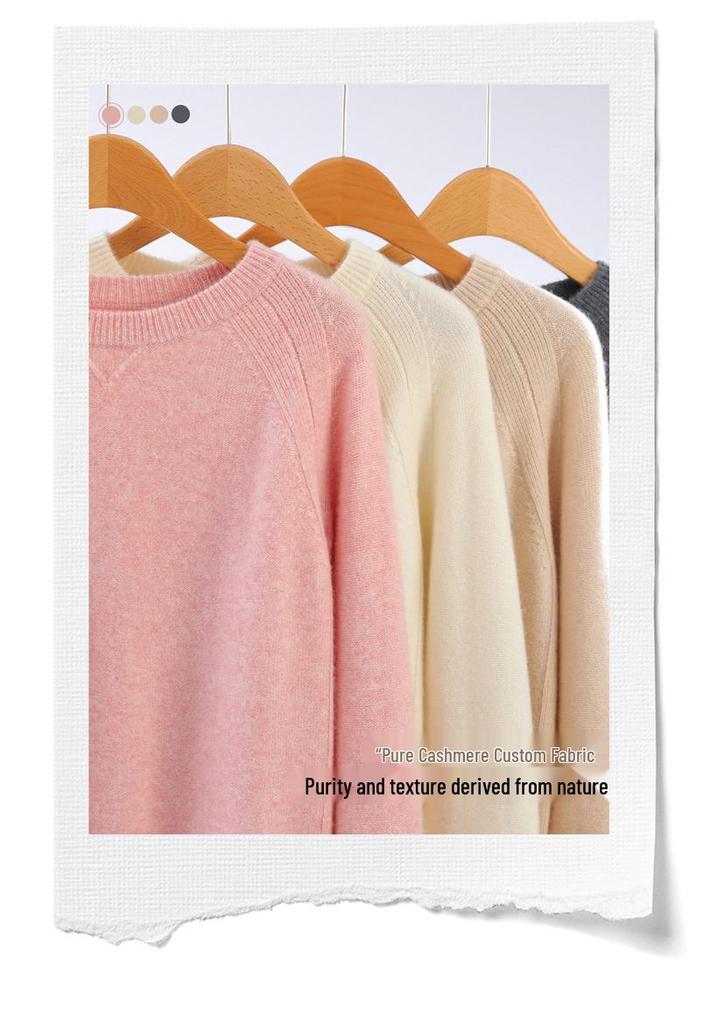 Women's 100% Pure Cashmere Knit Round Neck Pullover Sweater - Soft and Thick for Autumn and Winter