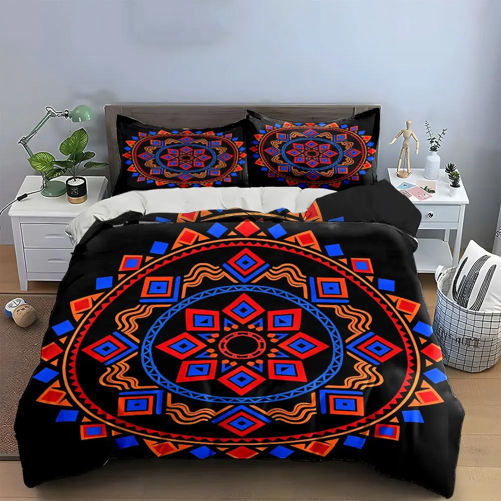 Geometric Mandala Decor Set Soft Comfortable Duvet Cover Bedding Set Included 1*Duvet Cover & 2*Pillowcases gift