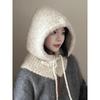 Korean Wool Balaclava Women's Autumn and Winter Windproof Warm Ear Protection Hat Scarf Integrated Knitted Woolen Hat