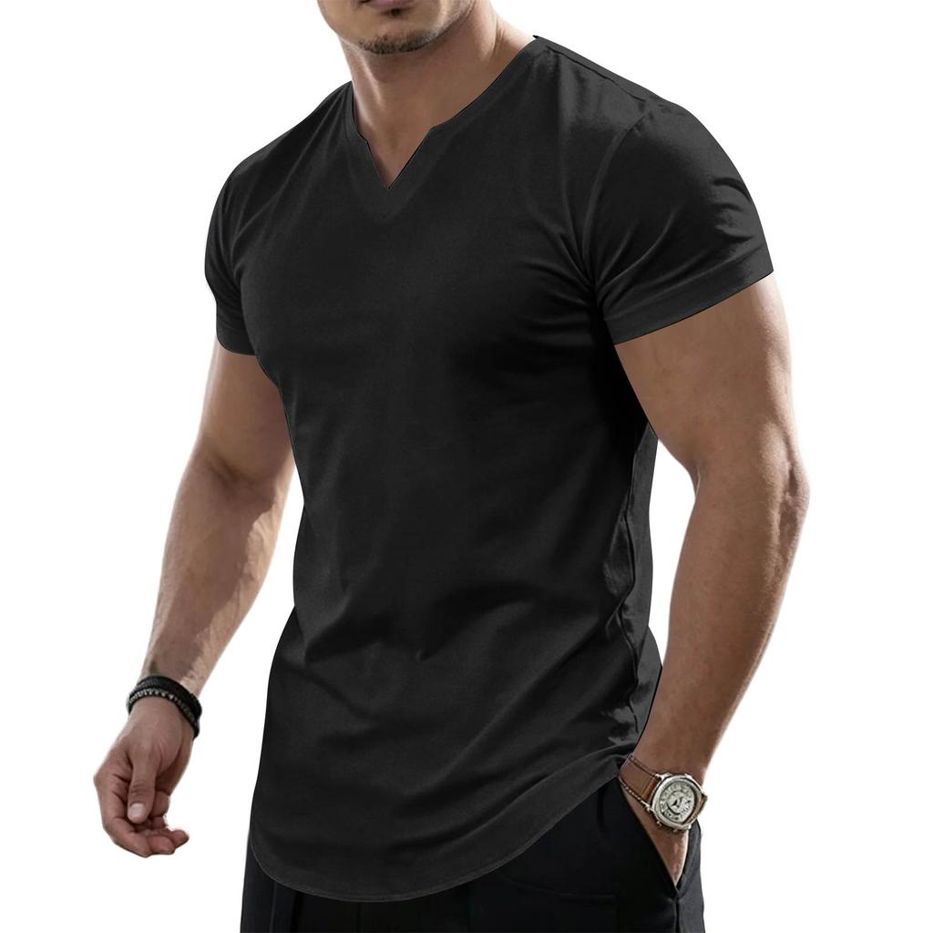 T-shirt da uomo a maniche corte con scollo a V Casual Slim Fit Basic Top Morbido Comodo Leggero
