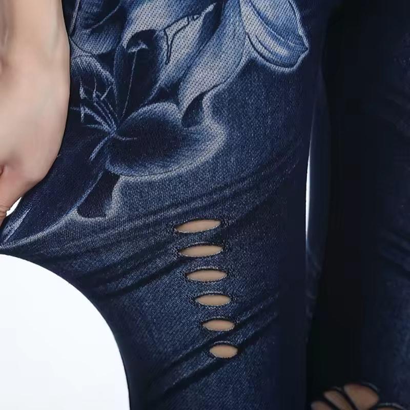 Sexy Women Jean Skinny Jeggings Pants High Waist Leggings Female Print Ankle-length Slim Legging Fitness Plus Size