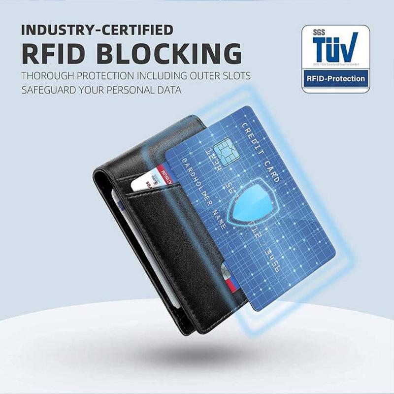 Men's RFID Anti-Theft Multi-Slot Wallet & AirTag Card Locator