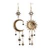 European and American Retro Star and Moon Sun Fringed Earrings, Exaggerated Personality, Diamond-set Cold Wind Long Versatile Earrings, Earrings