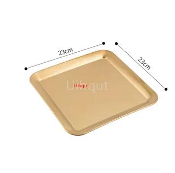 304 gold golden Stainless Steel Food Storage Trays BBQ Sushi Flat Dish Bread Pastry Baking Pan Kitchen Fruit Vegetable Plate