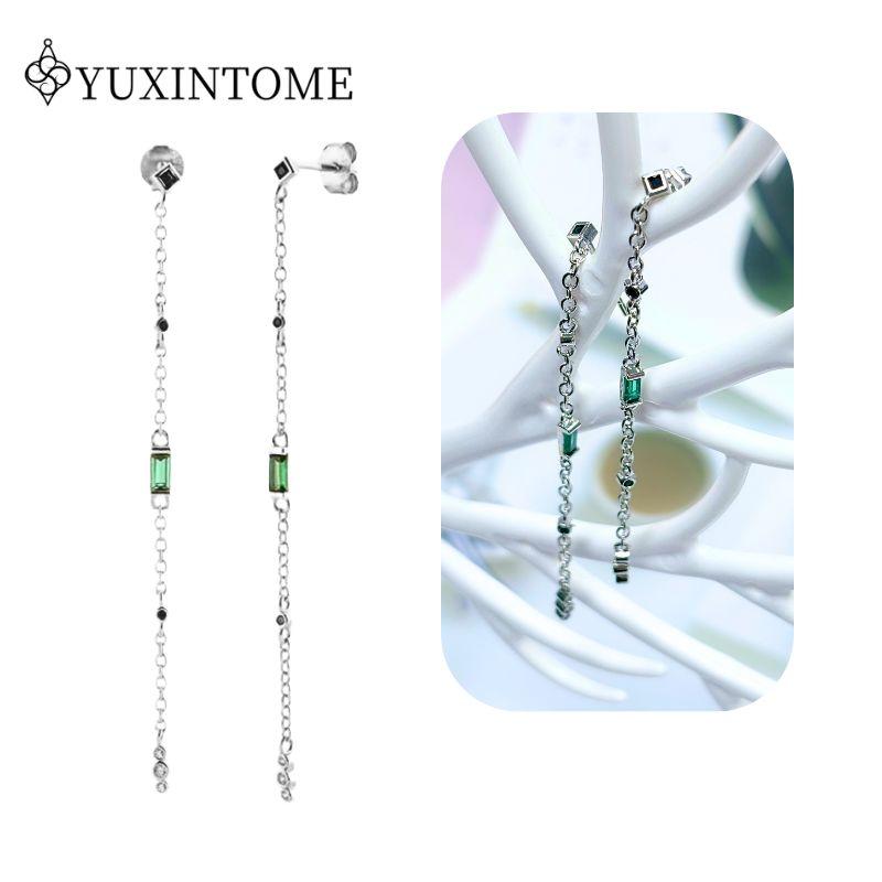 Turquoise 925 Silver Ear Needle Green Zircon vintage emerald Heart/Flower Pendant Hoop Earrings Fashion party Jewelry