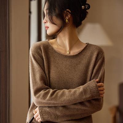 Damen Kaschmirpullover Qinghe Kaschmir 30% Kaschmir 70% Wolle Herbst und Winter Pullover Warm und Modisch