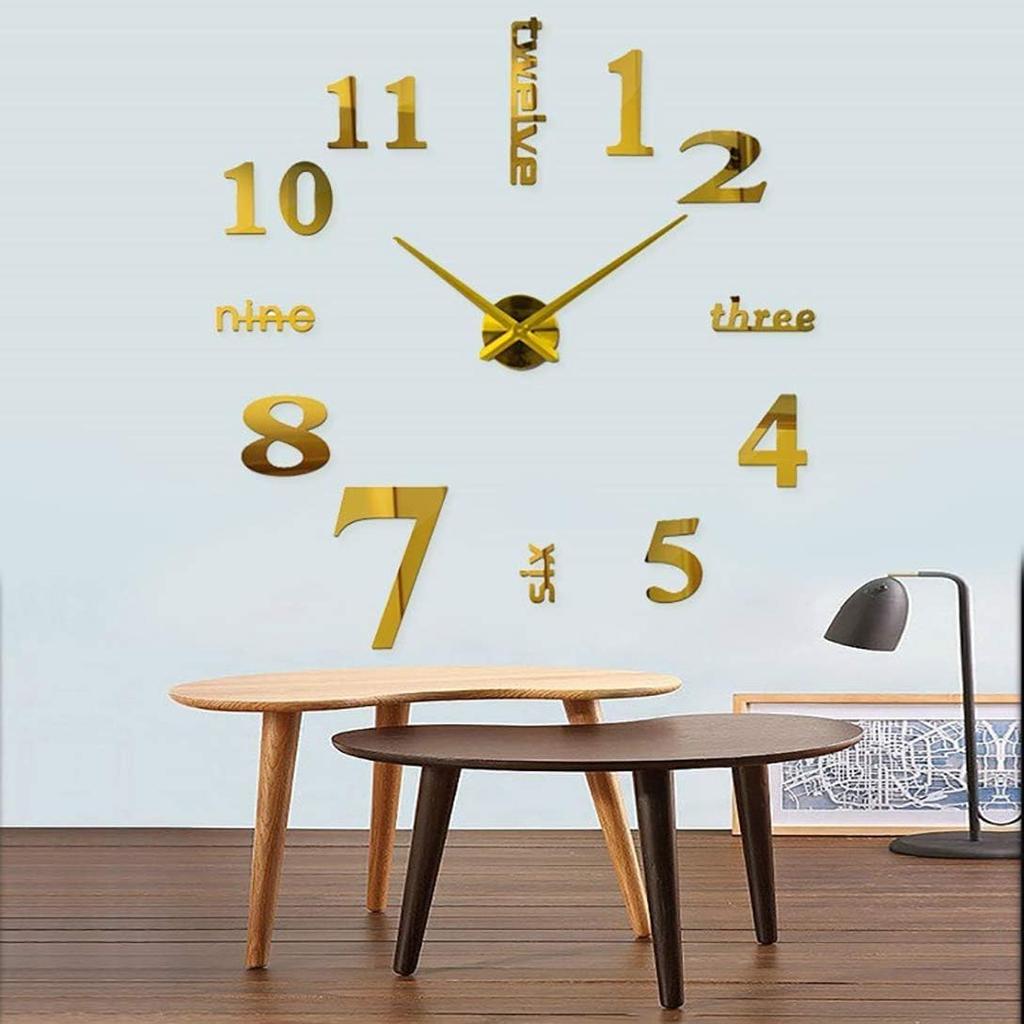 Yiteng 3D Radio Wave Luminous DIY Handmade Clock Wall Clock Wall Sticker with Arabic Numerals and English Letters Simple Stylish Free Placement