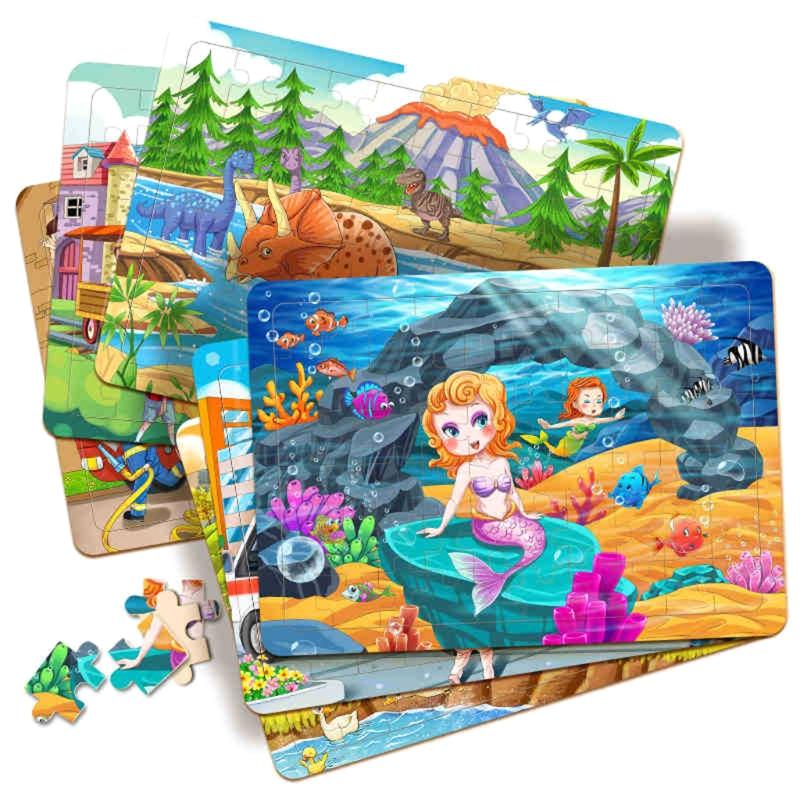 60 Stück Früherziehung Tierpuzzles Lern-Spielset Spielzeug-Set Pädagogisches Set Puzzle Kinder Pädagogisches Spielzeug Zuhause
