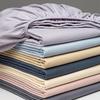 Solid Color Washed Cotton Fitted Sheet with Non-Slip Design and Skin-Friendly Pillowcase