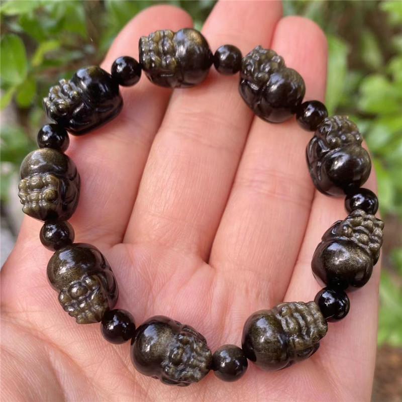 Натуральный Обсидиан Серебряный Яоши Пиксиу Браслет на Руку Обсидиан Золотой Глаз Браслет Мужской И Женский Тигровый Глаз Пиксиу Рука