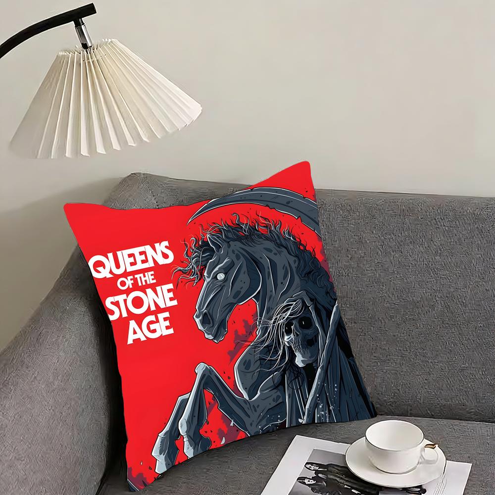 

QQueens Of The StoneE Age Band Cushion Cover Pillowcase Ultra Soft Skin Friendly Fabric Cloud Like Comfort Concealed Zipper 30x30cm