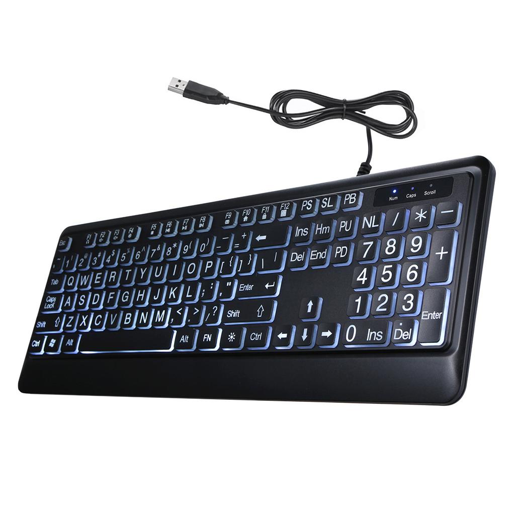 USB Interface Large Print Backlit Wired Keyboard