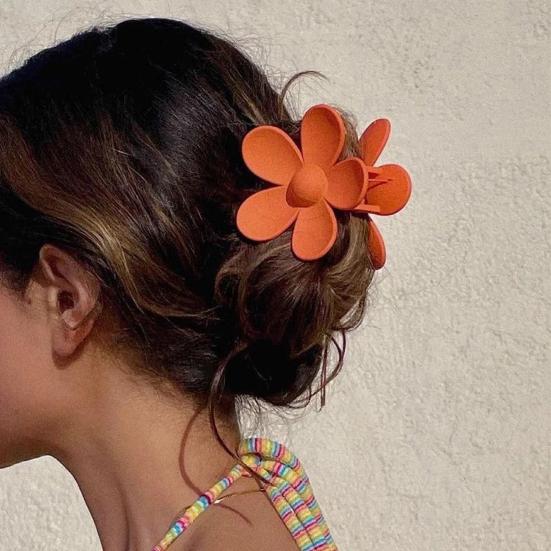Flower Shape Hair Claw Non-slip Design Back Head Hair Clip Candy Color Plastic Hair Clamp Hair Accessory