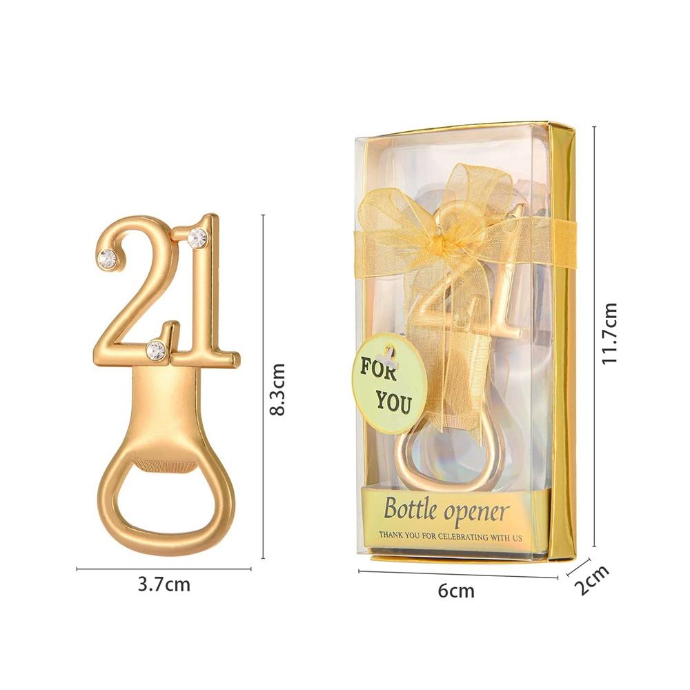 30pcs Golden Bottle Opener with Diamonds for 10/18/20/30/40/50/60/70/80th Birthday Party Decoration