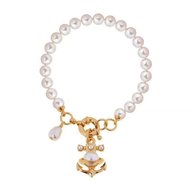 Empress Dowager Saturn Pearl Anchor Bracelet: Elegant, Retro & Versatile Women’s Jewelry золотой