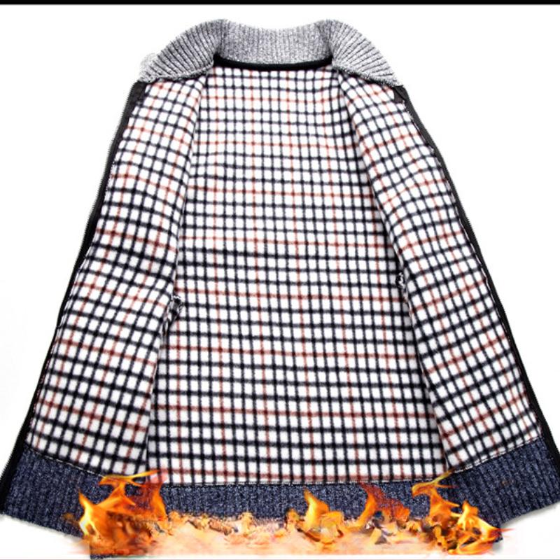 Autumn and Winter Men's Long-sleeved Stand-up Collar Color Matching Striped Thick Jacket Sweater Fashion Men's Personalized Sweater