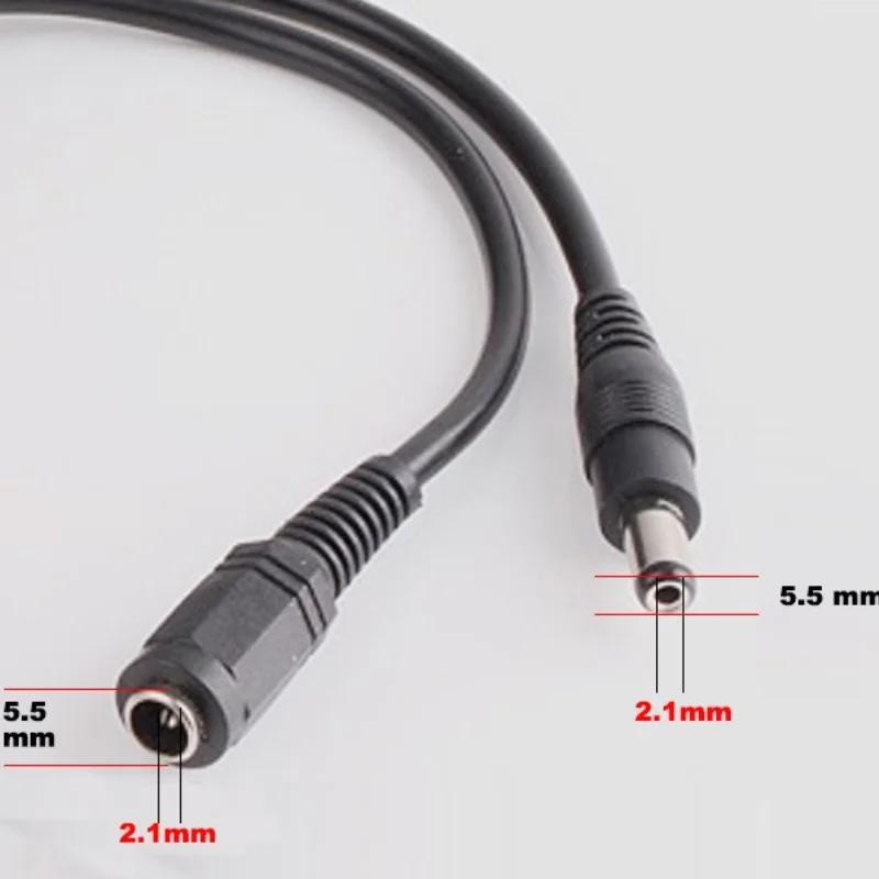 DC12V Power Extension Cable 2.1*5.5mm Connector Male To Female For CCTV Security Camera Black Color 16.5Feet 5M 10m Power Cable