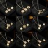 Chic Gold Tone Heart Zircon Necklace And Earring Set Women Luxury Metal Collarbone Chain Jewelry Gift For Her Elegant
