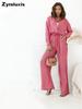 Loose Fashion Long Sleeve Shirt Wide Leg Pants Casual Pure Color Women's Set Old Money Style