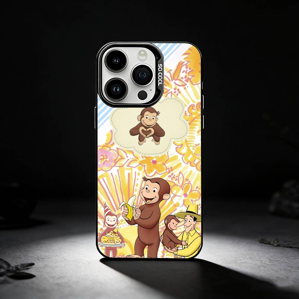 Mokey C-Curious G-Georges Phone Case For iPhone 17,16,15,14,13,12,11 Plus,Pro Max,XS,Colored silver phone case