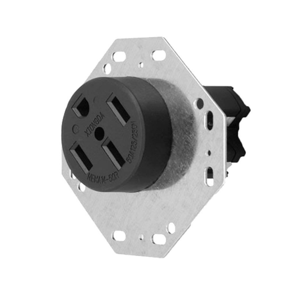 4 Prong Metal Outlet Octagon Design Electrical Socket Heavy Duty Construction Easy Mounting for Recreational Vehicles