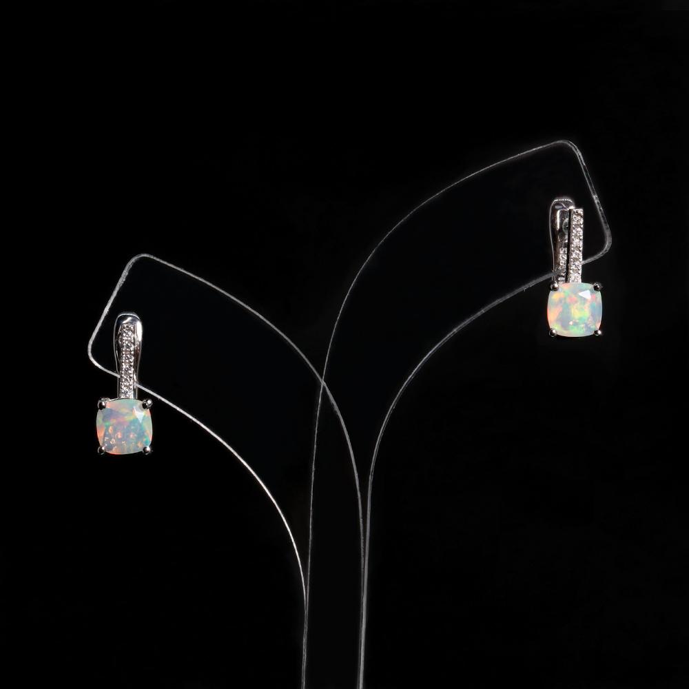 Colorful October Birthstone Rare Gems Natural Opal Earrings 925 Sterling Silver Birthday Gifts for Women and Girls