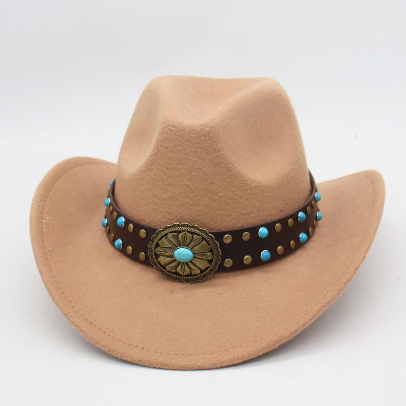 

Men S And Women S Couple Hats, Minority Hats, Trendy Woolen Western Cowboy Hats one size [d denim]