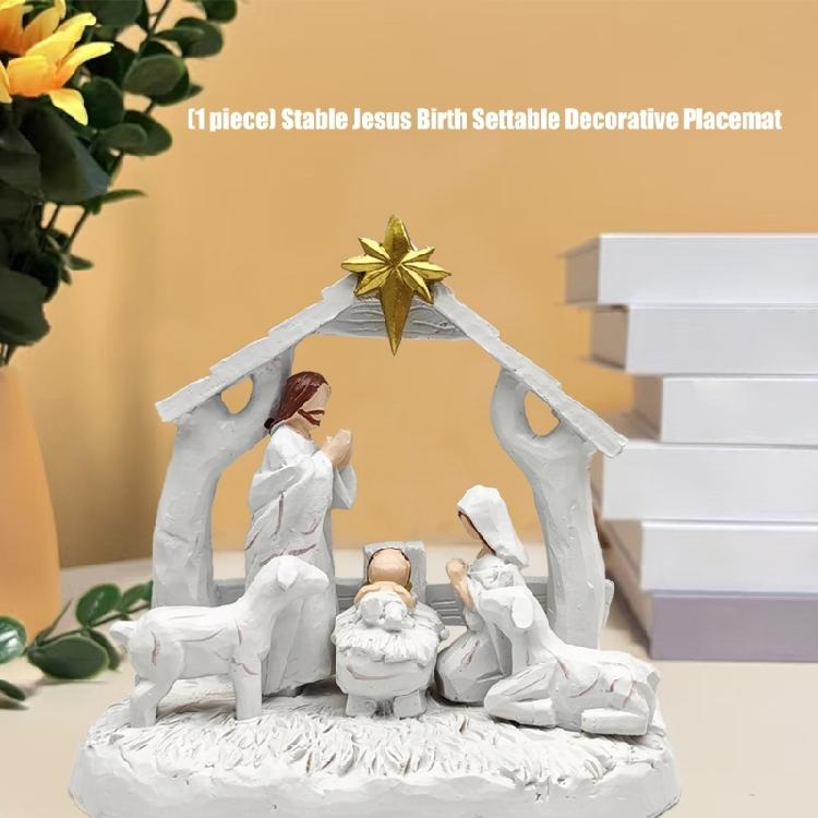 Stable Nativity Scene Statue Christmas Nativity Figurines Holy Family Collectables Decors,Table Ornament for Indoor