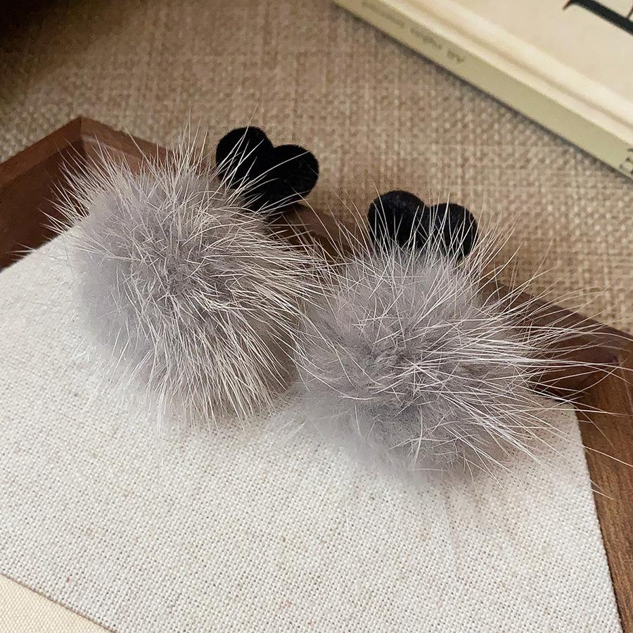 Silver Needle Heart Pompon Pendant Earrings - Fresh, Sweet, Versatile Design for Women