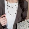 Trendy Vintage Tiger Eye Stone Pearl Bead Stacked Necklace For Women Fashionable Autumn And Winter Charm Jewelry