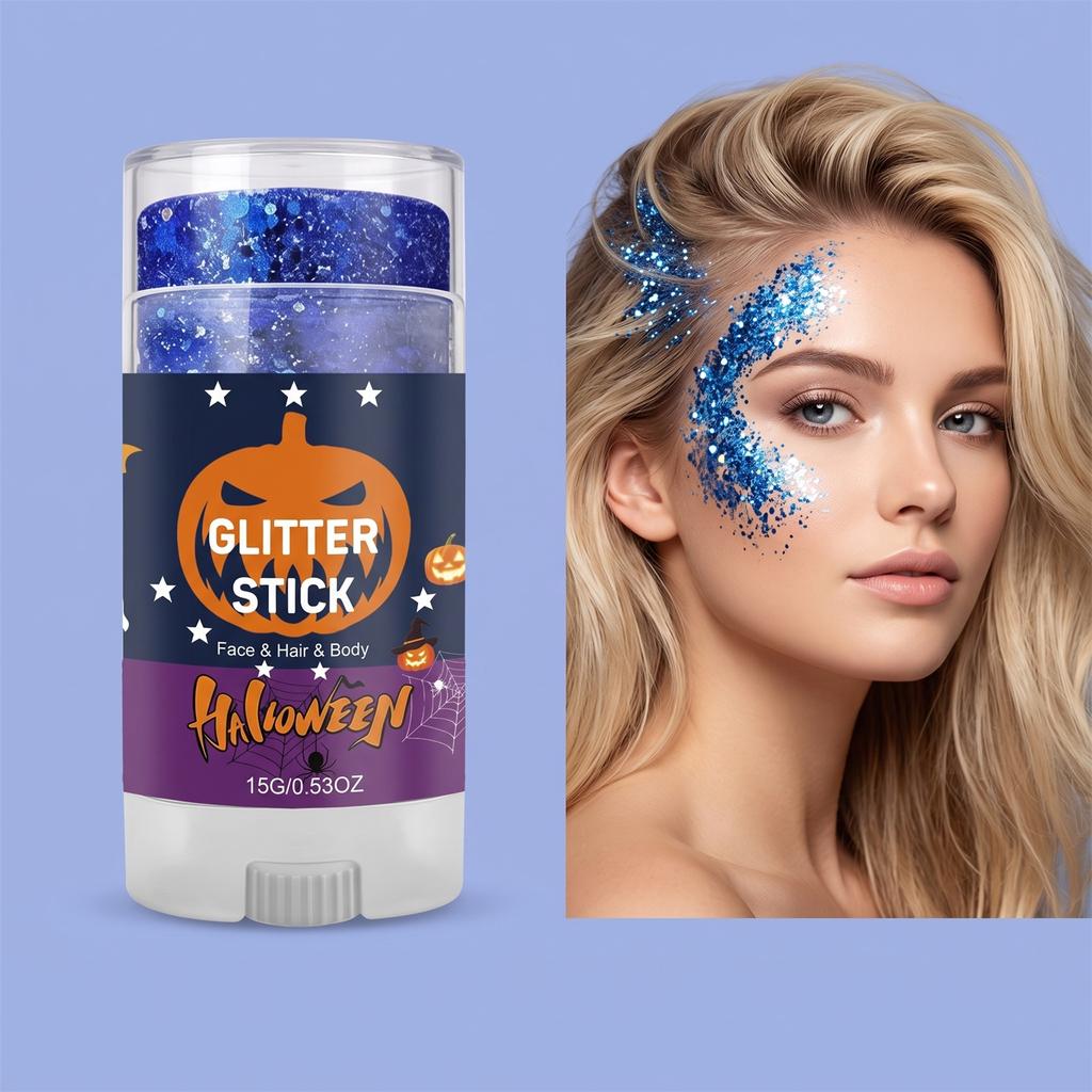 Halloween Glitter Stick  Natural Shimmer for Face and Body, Blue