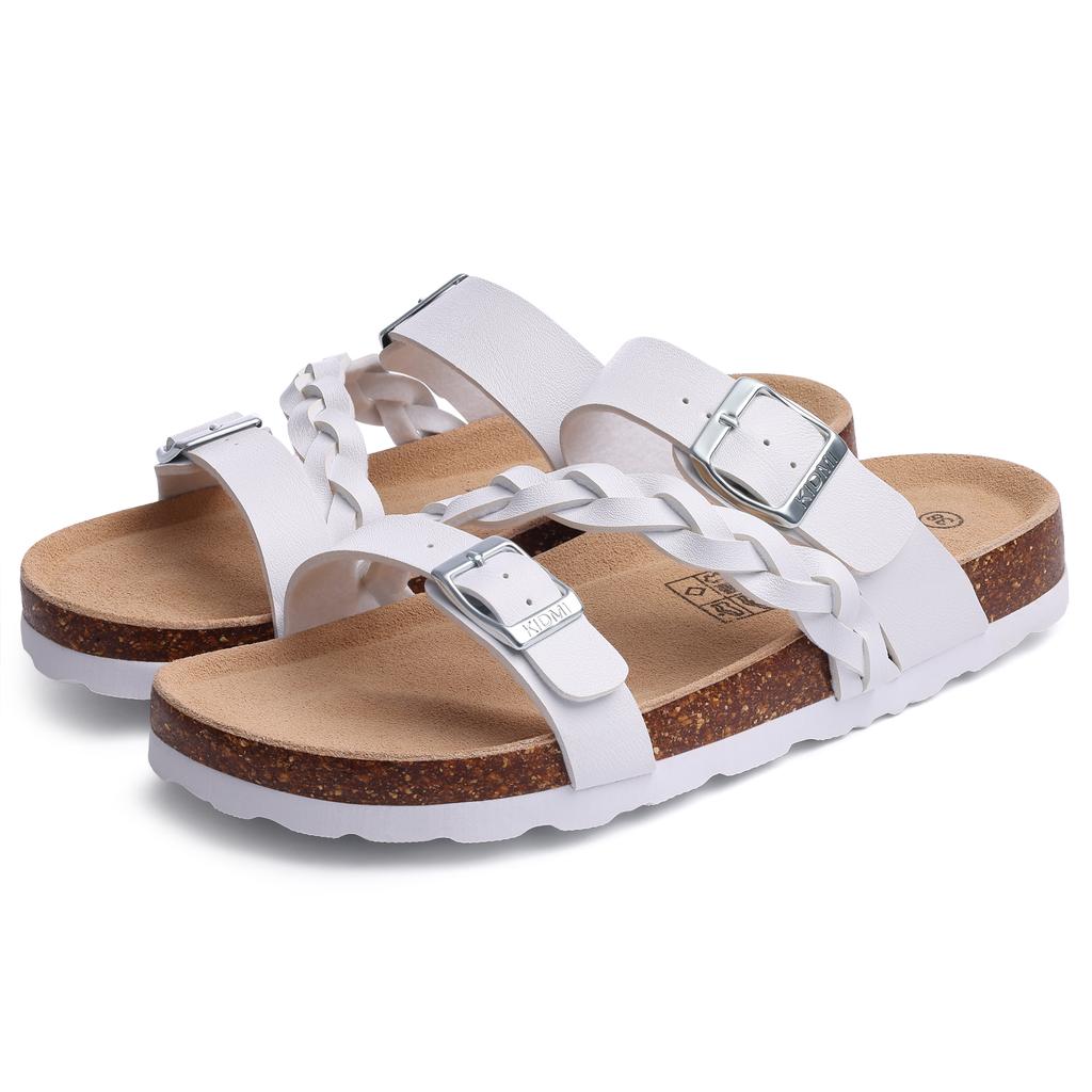 Fashion Comwarm Fashion Women's Cork Sandals Summer Leisure Sandals Outdoor Slip-On Lady Slide Sandals With Adjustable Buckle Sandals