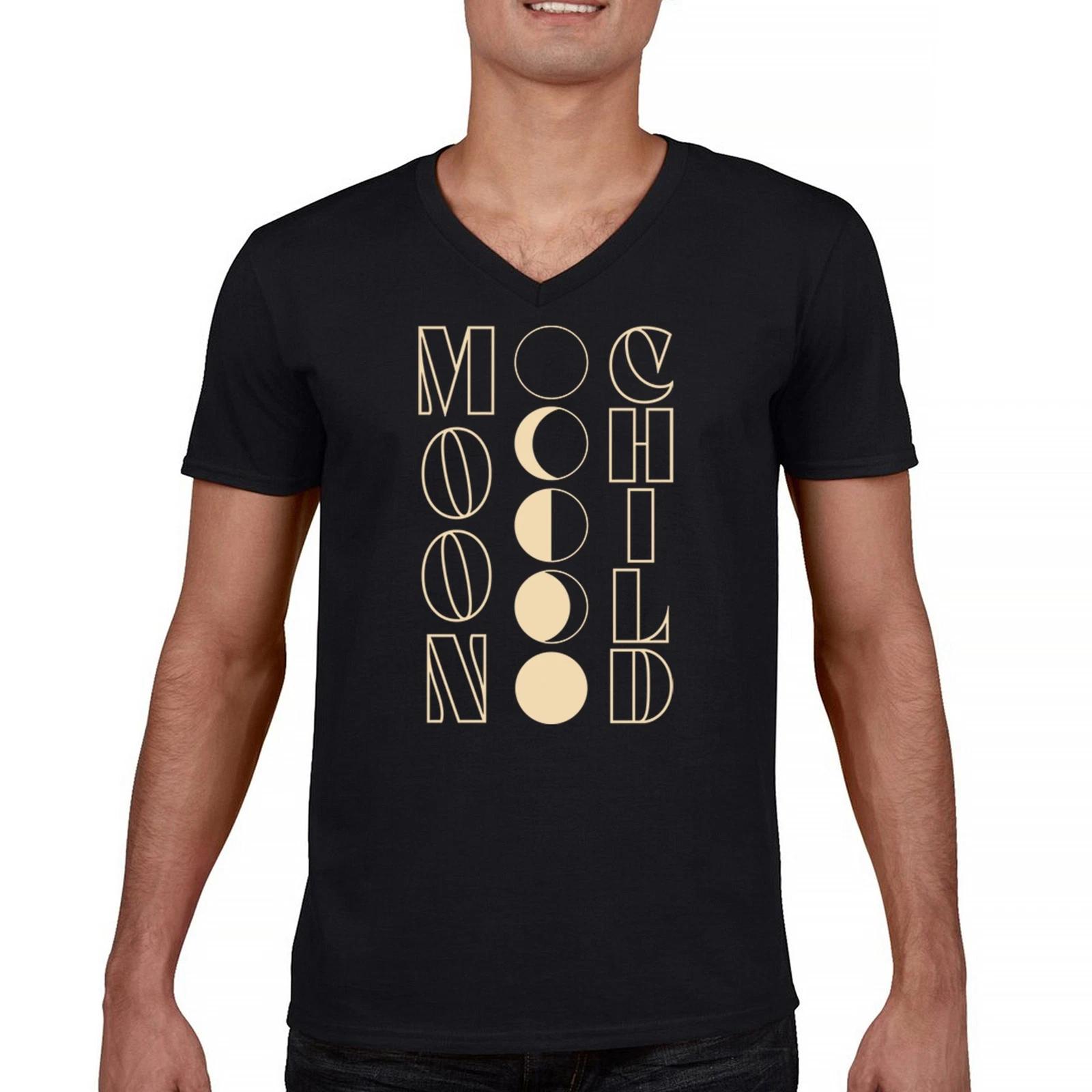 Moon Child V-Neck kids boys T-Shirt Astrology Lunar Cycle Spiritual Zodiac Sign Tee 130