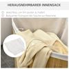 55 L Laundry Basket with Lid, Handle, Laundry Sorter with Removable Laundry Bag for Bathroom, Bamboo, Natural