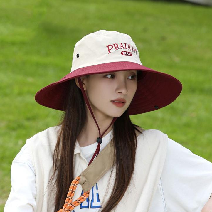 

WTEMPO женские вышитые лоскутные ретро джинсовые солнцезащитные шляпы для пар с широкими полями для походов, кемпинга, пешего туризма, ветрозащитные веревочные шляпы 1pc красный