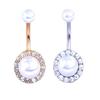 Fashion Faux Pearl Charm Belly Button Bar Barbell Navel Ring Lady Jewelry MIT