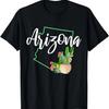 Arizona Trots Staatkaart Cactus Vintage Arizona T-shirt