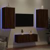 VidaXL TV Wall Units with LED 4 Pcs, Hanging TV Cabinets, Floating TV Furniture, Modern, Brown Oak 3216824