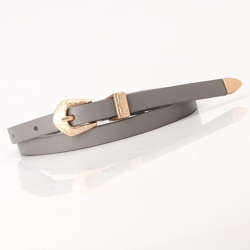 New Women's Matte Multi-color Pu Thin Belt Alloy Carved Three-piece Set Simple Versatile Dress Decorative Belt