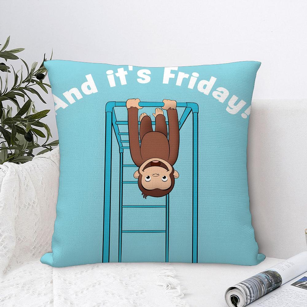 Good Night George C-Curious Monkey Pillow Case Plush Fabric Soft Pillowcase Double Sided Print Cushion Cover Throw Pillow Cover