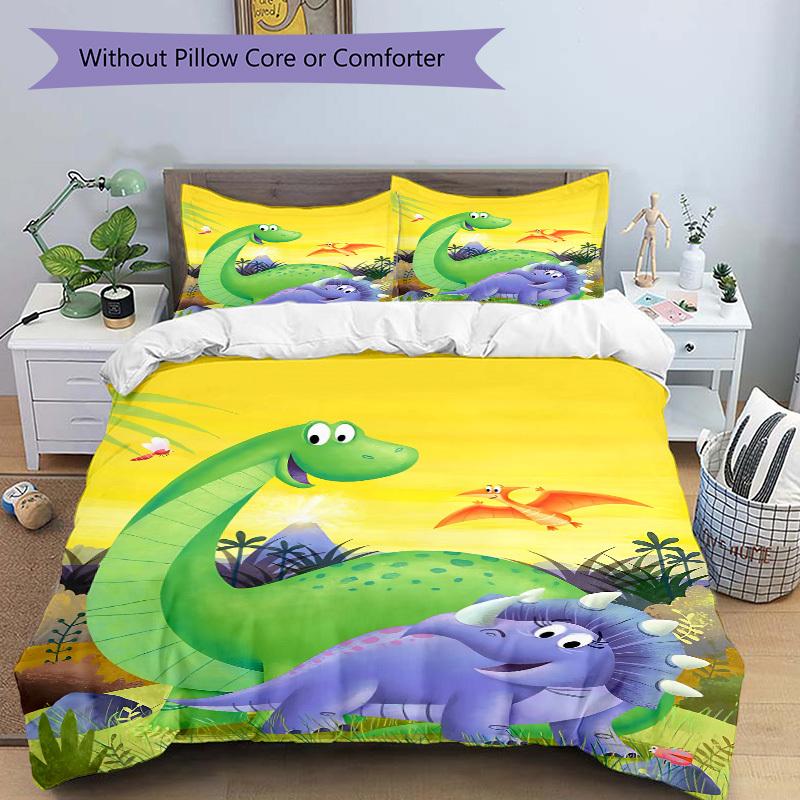 3pcs Dinosaur, Prehistoric Bedding Set - 1 Duvet Cover + 2 Pillowcases(Core Not Included), Machine Washable Polyester yy251216150
