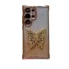 Suitable for Samsung S25 Ultra Mobile Phone Case S24FE Butterfly Stand Gradient Glitter Shell S23 Four Corner Anti Fall Protection