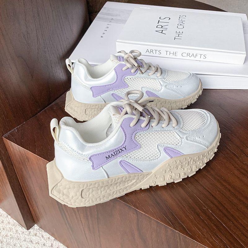 Fashion casual comfortable lightweight sports Forrest Gump shoes summer new mesh breathable color matching lace-up casual shoes